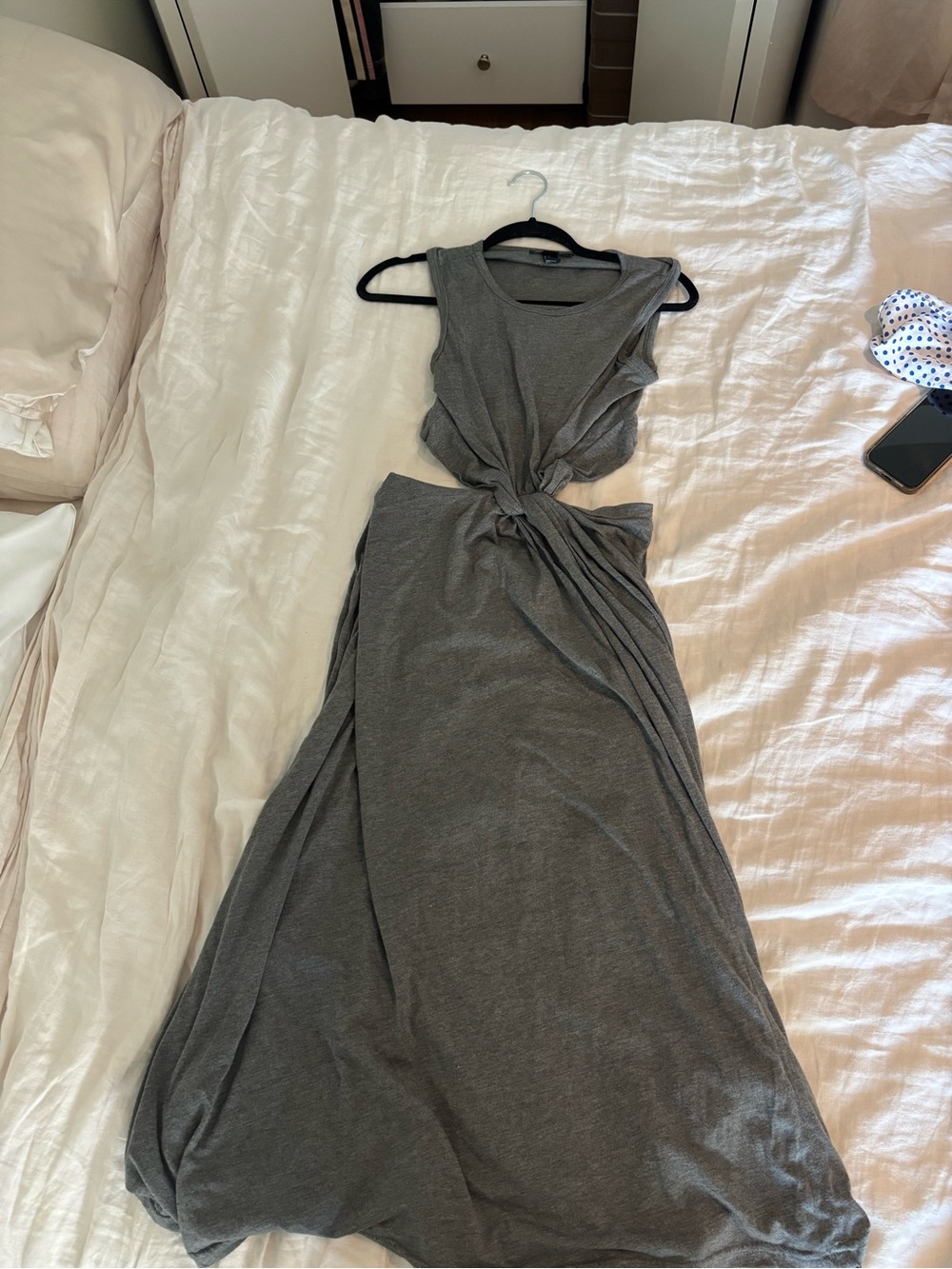 Forever 21 Gray Sleeveless Twist-Waist Maxi Dress